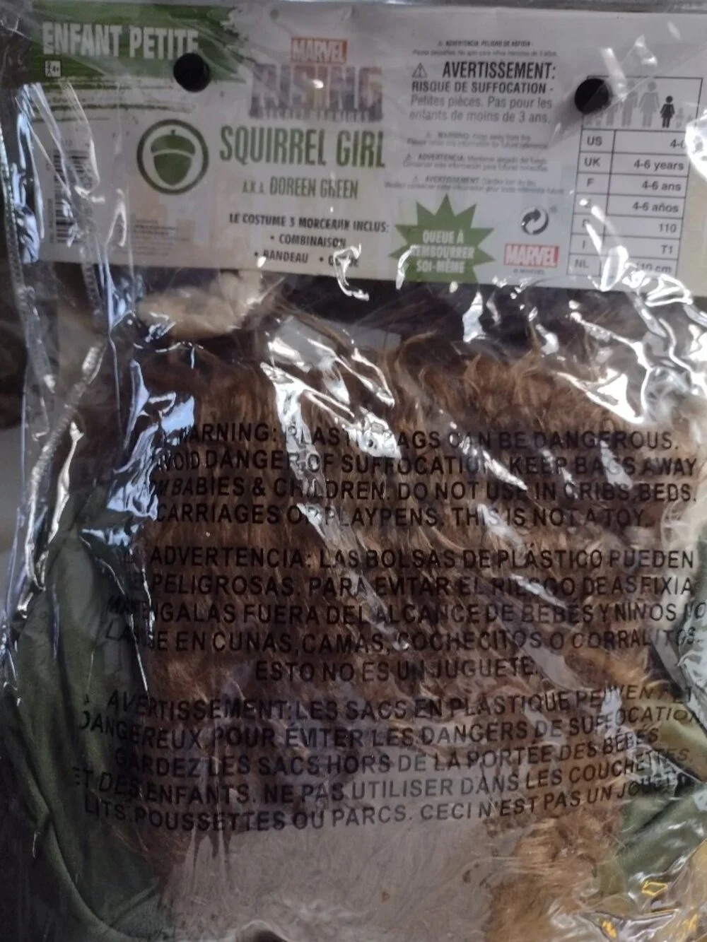 Marvel Squirrel Girl Costume Size Small 4/6